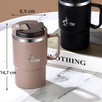 Taza De Café Aislada De Acero Inoxidable 304 Con Tapabocas Y Pajita Taza De Té Con Infusor Para Bebidas Como Agua Leche Jugo Y Café Para Uso Doméstico - details 8