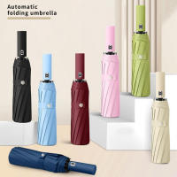 Paraguas Automático De Lujo Para Negocios Para Hombres Y Mujeres 24 Huesos Resistente Al Viento Y Sol Paraguas Plegable Con Cubierta Negro De 190T Nylon - details 0