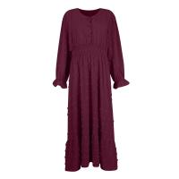 Vestido Bohemio Largo De Maxi Para Mujer Con Cintura Elástica Y Estampado A-Line Manga Larga Vestido De Dama Con Volante Y Hemorragia Suave Para Primavera Y Otoño - details 7
