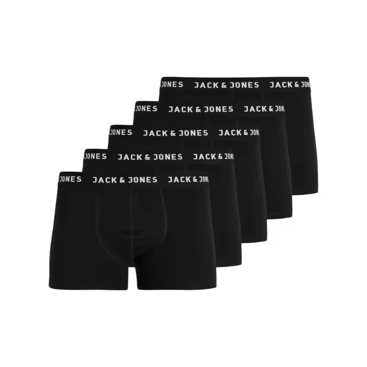 Jack & Jones Jachuey - Pack de 5 Bóxers de Algodón Elástico para Hombre - Negro - 12142342 - 1