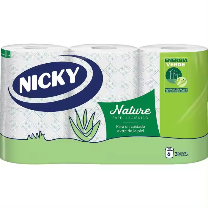 PAPEL HIGIENICO NICKY ALOE VERA 6 ROLLOS 3 CAPAS - 1