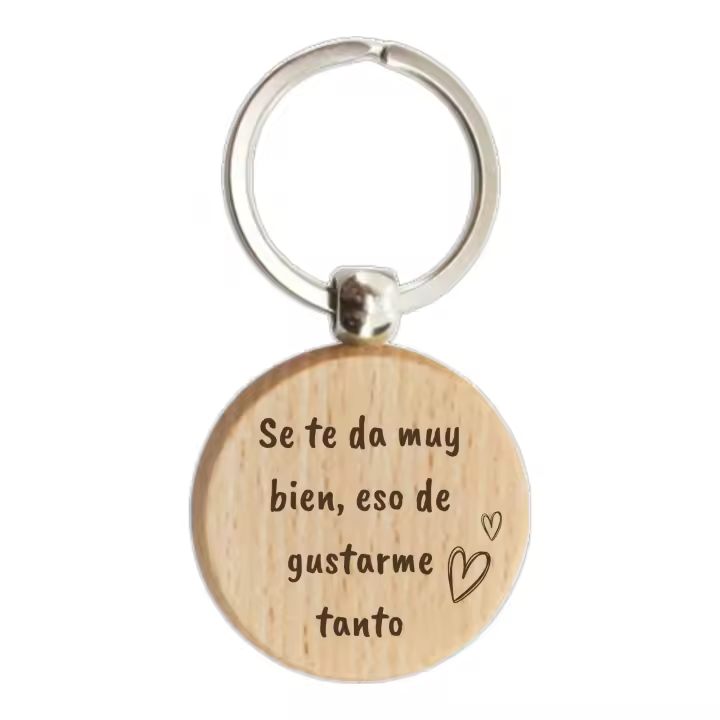 Llavero elegante de madera natural de haya - Regalo original y personalizable - Ideal para San Valentín, aniversarios y ocasiones especiales - 1
