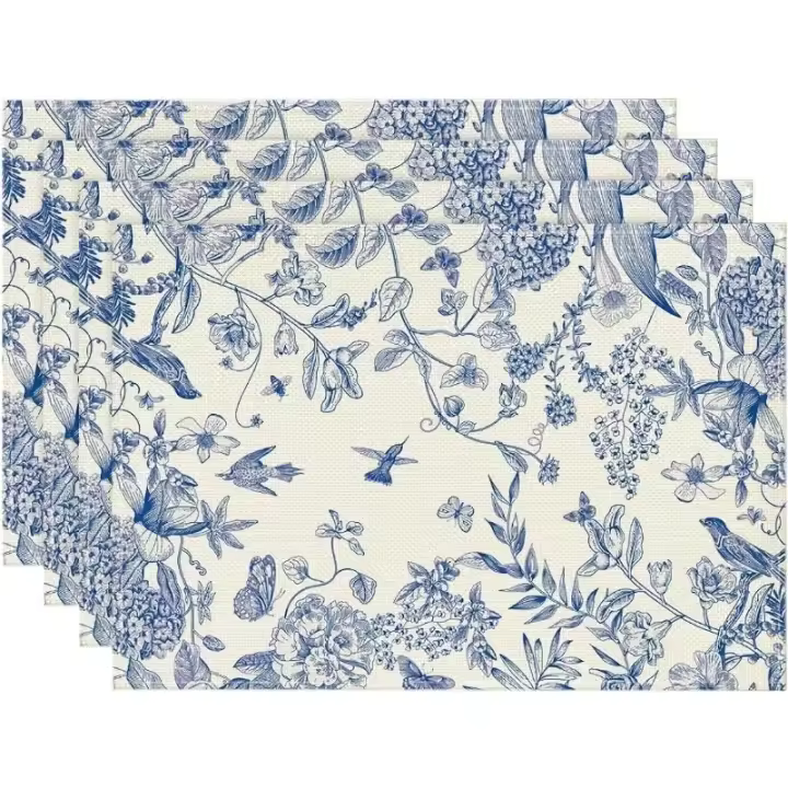 1/4PCS Artoid Mode Tapetes De Mesa De Flores De Hydrangea Y Ramas Estilo Chino Moderno Para Decoración De Comedor Y Cocina Fiesta - 1
