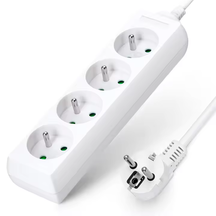Aigostar  Regleta de 4 enchufes 16A 2P+T con cable de 1,5/3/5 metros y. Color blanco - 1