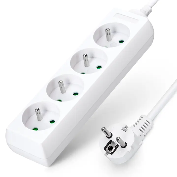 Aigostar  Regleta de 4 enchufes 16A 2P+T con cable de 1,5/3/5 metros y. Color blanco - 1