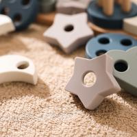 Juguetes Educativos De Silicona Para Bebés Formas Geométricas De Madera Estrella Del Cielo Juego De Bloques De Pila Creativo Montessori - details 7