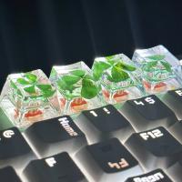 Juego De 4 Piezas De Keycap Para Teclado Mecánico DIY Flor Transparencia Resina Personalidad Cuatro Hojas De Grama - details 6