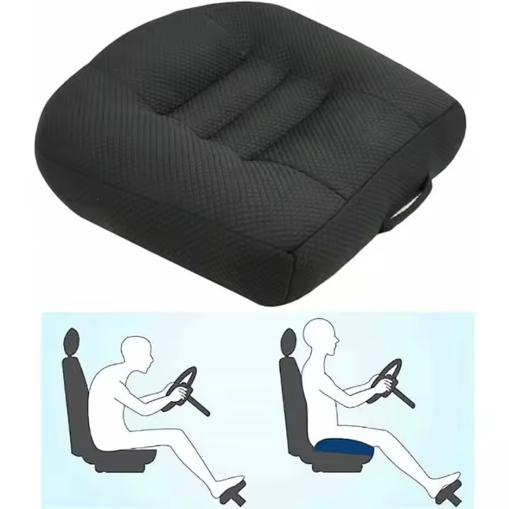 SOMY Cojín elevador para automóvil, cojín elevador para asiento de automóvil para alivio y comodidad con malla transpirable, aumenta el campo de visión en 12 cm (negro) Cojín para silla - 1