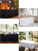 Mantel Rectangular De 6ft Con Falda De Poliéster Ajustable Negro Cubierta De Mesa De Spandex Para Mesa De 6 Pies - details 6