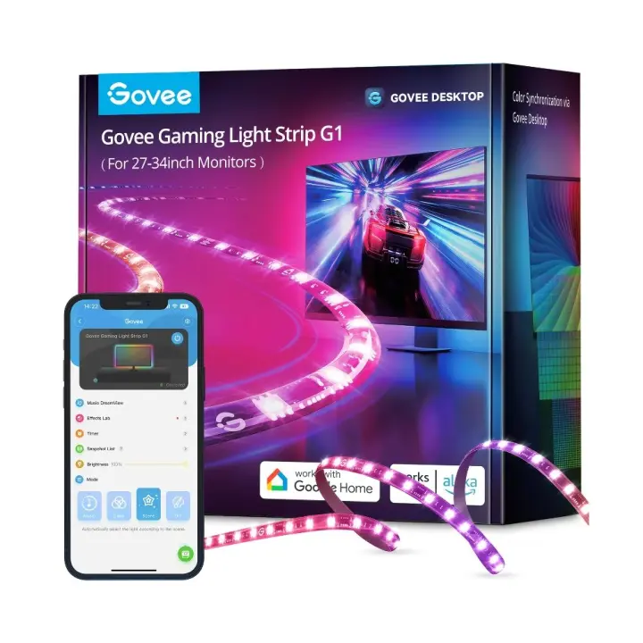 Govee h6609 gaming light strip g1  iluminación led  rgbic, 27-34", 2.4ghz wi-fi, bluetooth - 1