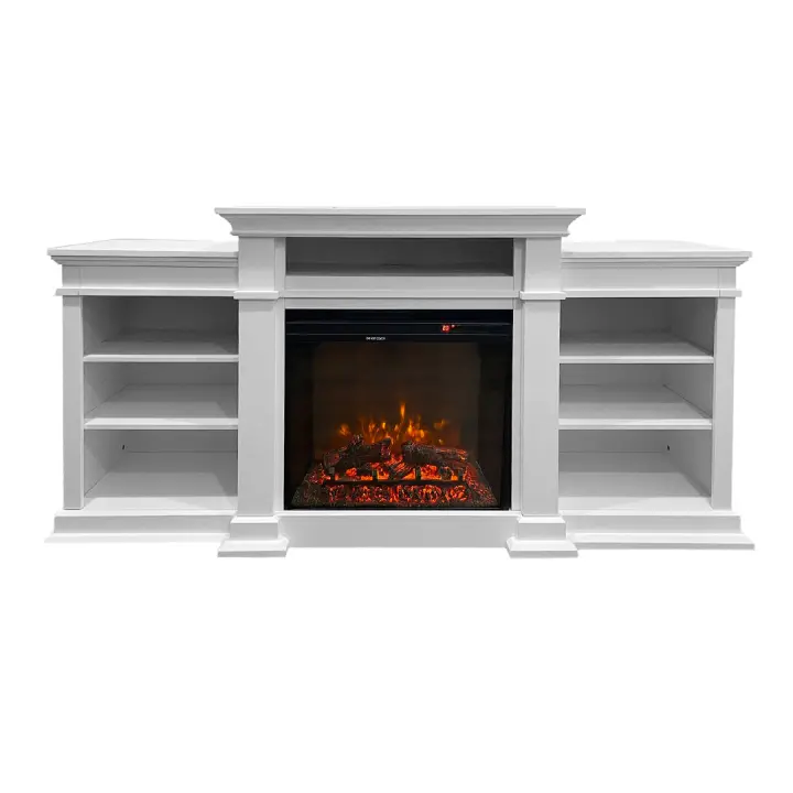 Chimenea Eléctrica de suelo BIDEN de Madera Blanca L179 X P48 X H85 - 1