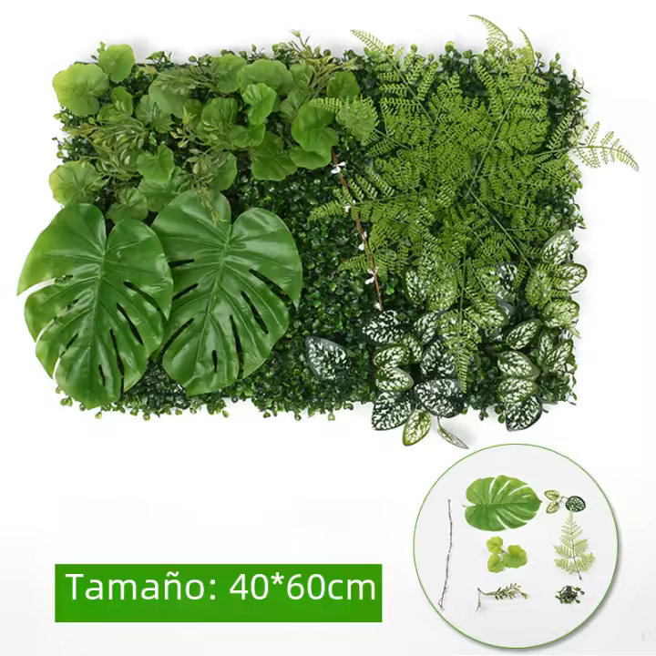 Panel De Hierba Artificial De Boxeo 16x24 Pulgadas Falso Eucalipto Verde Para Jardín Interior Y Exterior Decoración De Espacios Verticales - 1