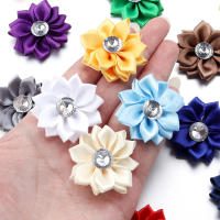 20Pcs Flores De Cinta Satinada Mini 4cm Con Rhinestones Multicolor Para Decoración De Ropa Y Clip De Pelo Hecho a Mano Accesorios DIY - details 5