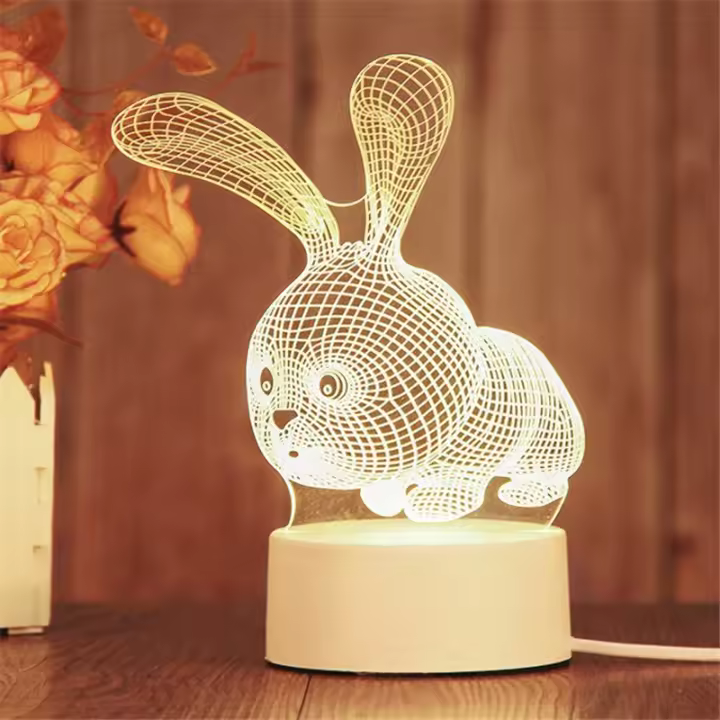 Lámpara De Mesa LED Creativa En Acrílico Para Dormitorio Luz Nocturna Animal Sin Bombillas Incluidas Fuente De Alimentación DC 5V - 1