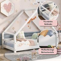 Cama casita cama infantil 90x200cm con protección anticaídas cama de juego cama juvenil madera maciza en color blanco - details 1