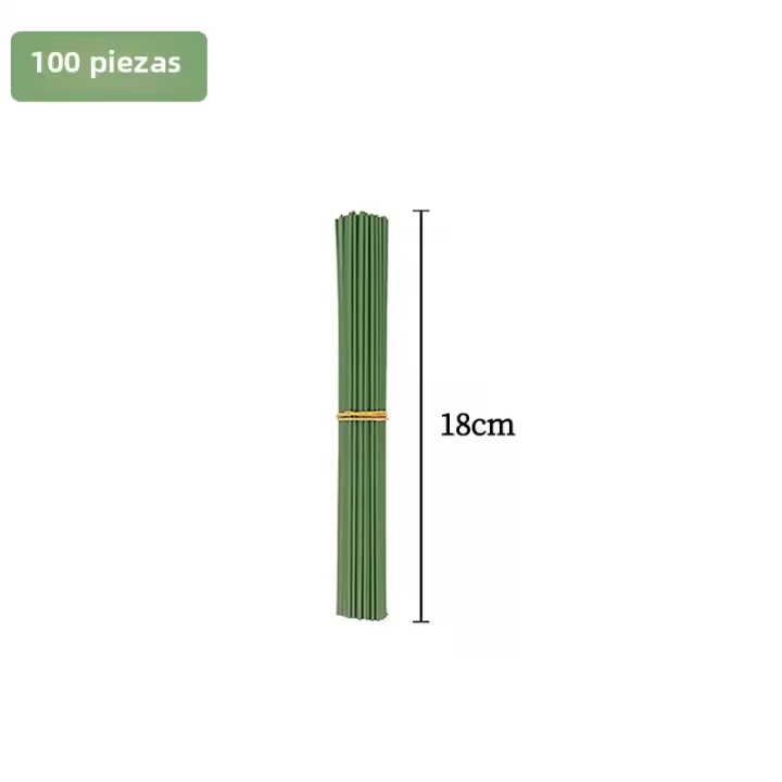 100pcs Palos De Hierro Cladados En Plástico Para Hojas De Hiedra Artificial De 7 Pulgadas Cabeza De Rosa Y Almohadilla Para Decoración De Hogar Y Bodas - 1