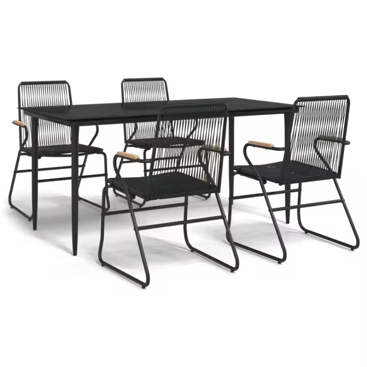 vidaXL Juego de comedor de jardín 5 piezas ratán PVC negro - 1