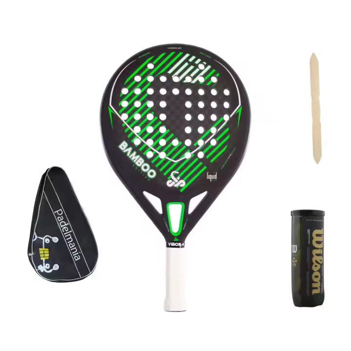 Pala de Pádel Vibor-a Bamboo Liquid + Funda Pádel Manía + Protector Vibora Transparente + Bote de Pelotas Wilson Premier - 1