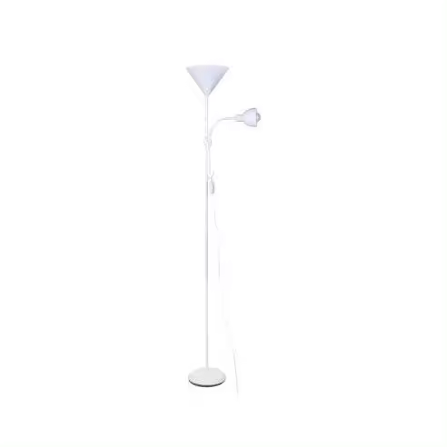 Lámpara de Pie Lisa Blanco con Dos Luces - CRISTAL RECORD - 1