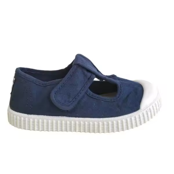 Victoria, zapatillas de tela para niños estilo pepitos. En algodón, fabricadas en España. Muy flexibles y cierre de banda adherente - 1