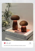 Lámpara De Noche Creativa De Madera INS Lámpara De Mesa Para Camastro Iluminación De Habitación Recargable 3 Colores Ajustable Sin Etapas En Forma De Hongos - details 7