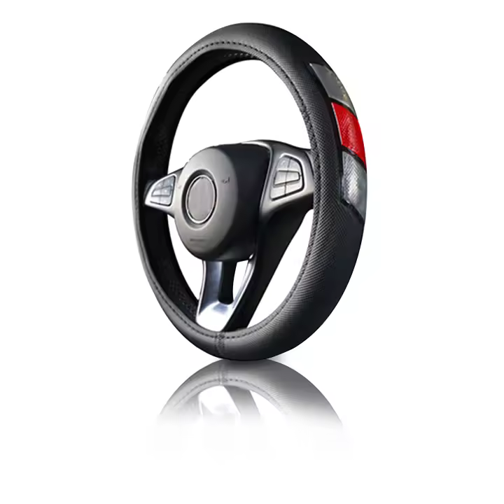 Enerfero Funda Volante para Coche,Cubierta de Volante Cuero Microfibra Tamaño Universal 37.5-39.5 CM，Color Negro Azul y Rojo, (37.5-39.5) 024489 - 1
