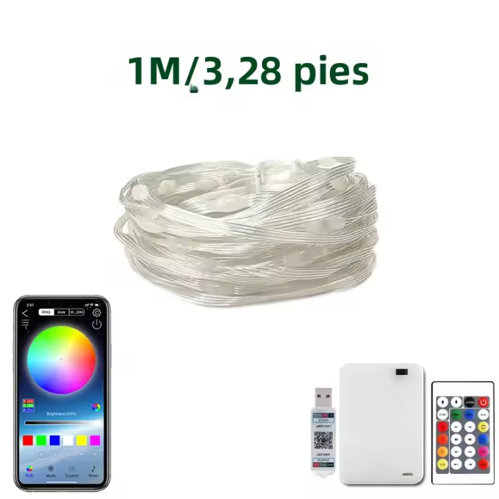 Cadena De Luces LED RGBIC Bluetooth Con Batería Operada Dreamcolor Smart Fairy Luz Para El Hogar Autónoma Y Decorativa - 1