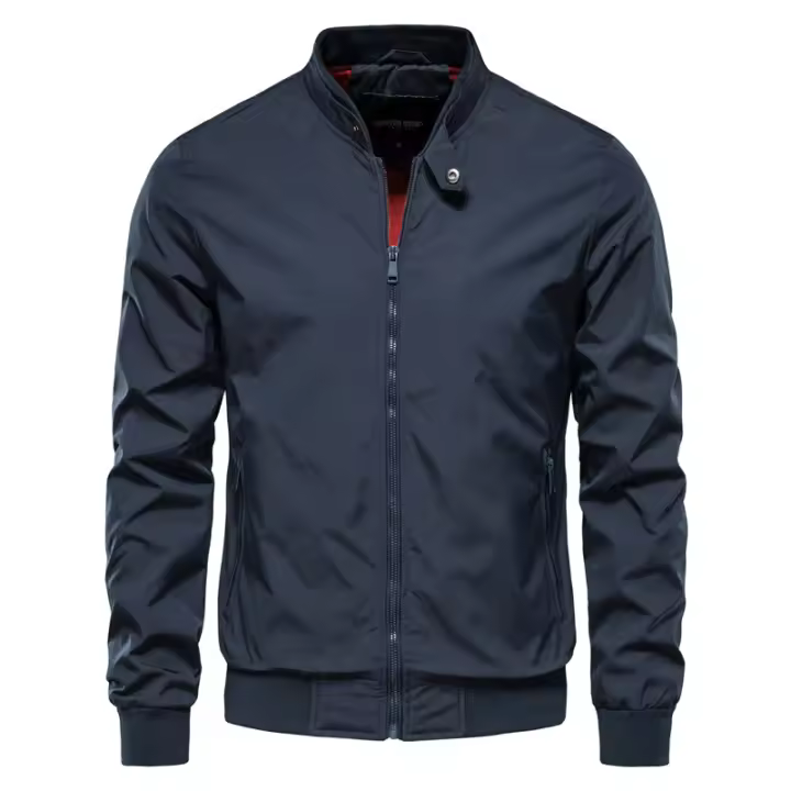 Nueva chaqueta de otoño con cuello levantado para hombre, abrigo informal de estilo coreano, chaqueta superior ajustada a la moda para hombre americano - 1