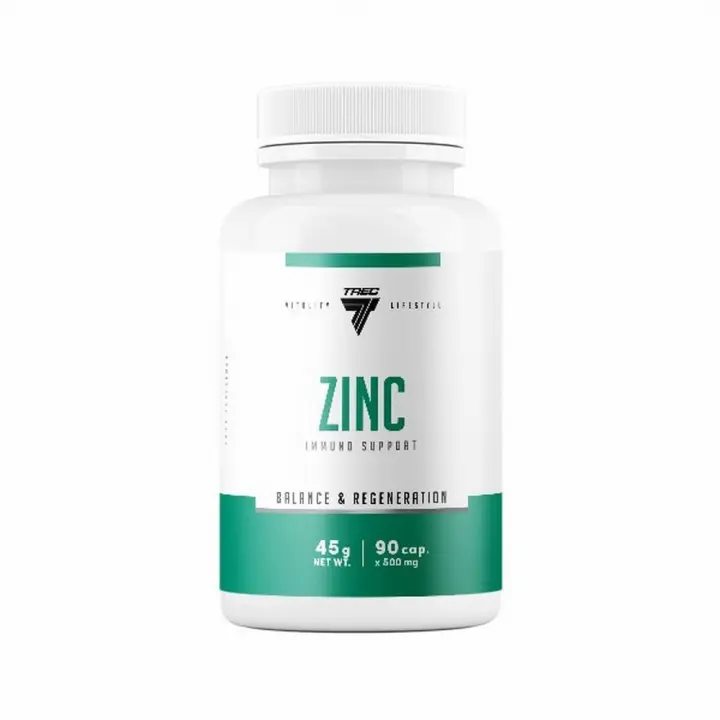 Zinc  Soporte Inmunológico  90 Cápsulas de 500mg  Refuerzo de Defensas  Antioxidante Natural  Mejora de la Salud Celular  TREC NUTRITION - 1
