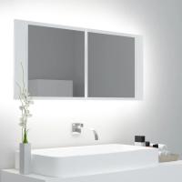 vidaXL Armario de baño con espejo y luz LED 100x12x45 cm en color Gris sonoma/Roble ahumado/Blanco y más | almacenamiento funcional diseño moderno para baño dormitorio sala - details 2