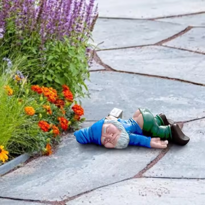 1 unidades borracho jardín Gnomo estatua, decoración de jardín, estatuas decorativas de resina para jardín, patio, 24cm - 1