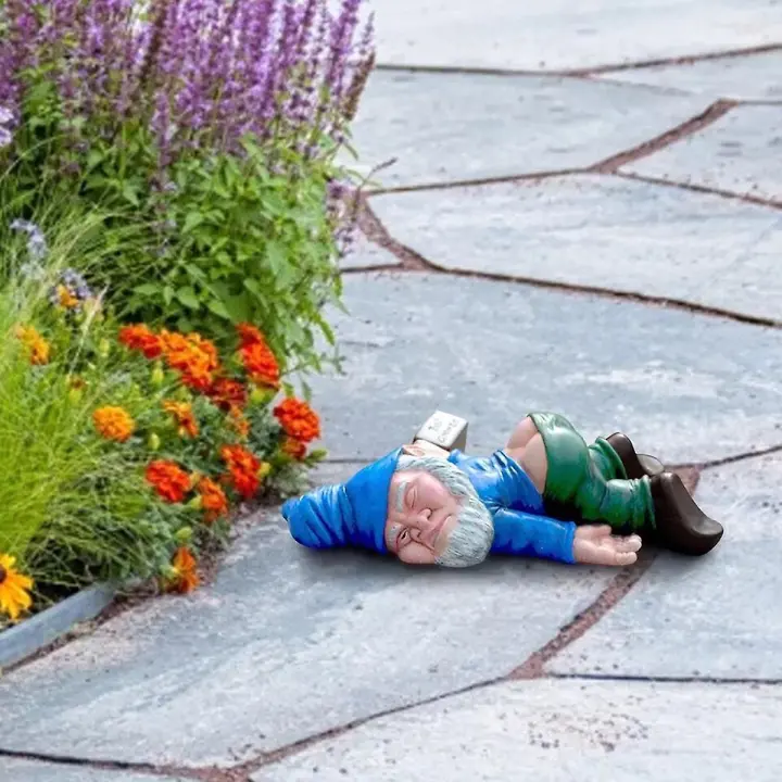 1 unidades borracho jardín Gnomo estatua, decoración de jardín, estatuas decorativas de resina para jardín, patio, 24cm - 1