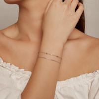 Pulsera De Enlaces De Bolas Doble Capa Para Mujer Plata De Ley 925 Ajustable Simplicidad Joyería De Fiesta Regalo De Cumpleaños - details 8