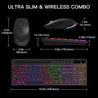 Combina De Teclado Inalámbrico Y Ratón Con Iluminación Retroiluminada Tamaño Completo Ergonómico Con Soporte Para Teléfono Y Tableta 2.4G Ratón Para PC Y Laptop - details 8
