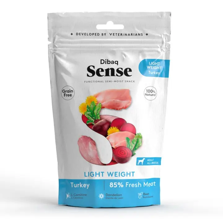 Dibaq Sense Adult Grain Free Light Weight Pavo Snack para Perros- Snack Control de peso Pack 8udsx100grs - 1