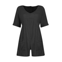 Monos De Verano Casuales Para Mujer Con Hombros Descubiertos Y Mangas Cortas Ruched Estilo Romper De Piernas Largas Con Bolsillos De Poliéster - details 53