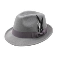 Sombrero Fedora Clásico Para Hombres Color Sólido Con Decoración De Pluma Estilo Elegante Para Caballeros Adecuado Para Fiestas Y Salones De Baile - details 5