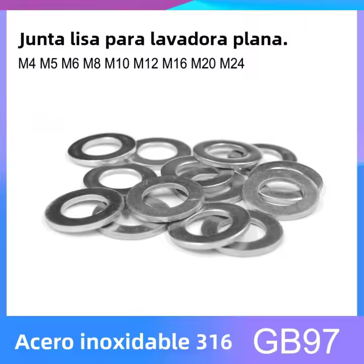 Aros Planos De Acero Inoxidable 316 Para Máquinas Eléctricas Y Muebles Ajuste Preciso Antihumedad Tamaños M3-M14 - 1