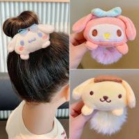 Kawaii Sanrio Peluche Scrunchie Anime Melodía Kuromi Cinnamoroll Lazo De Cabello Accesorio Para Niñas Bandas Elásticas De Cabello Headdress - details 10