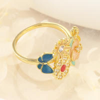Encanto Anillo de flores para mujer, diseño de margaritas y flores de circón de cobre - details 3