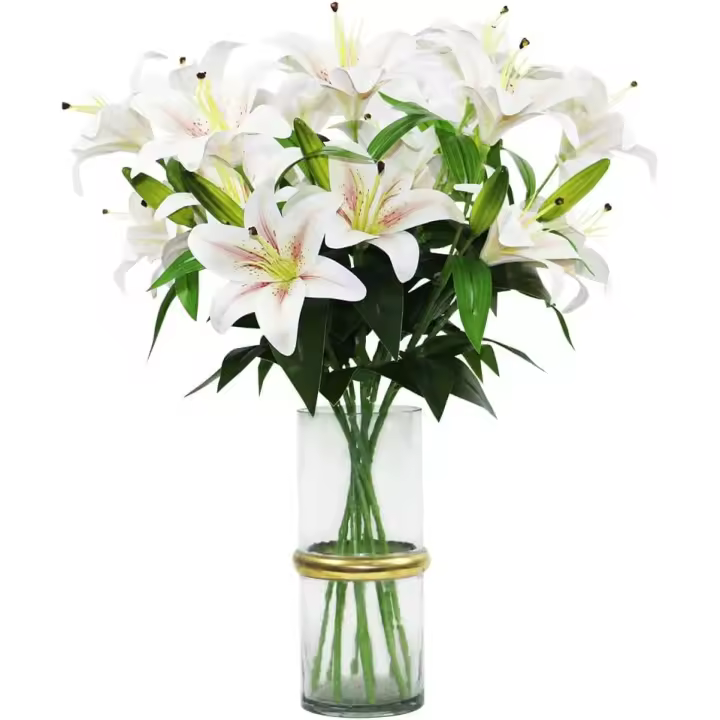 Lirio Artificial de 60 cm de Largo, 8 Cabezas de Flores florecientes 4 capullos Flores de Lirio de Tigre Falsas para decoración de Boda, hogar, Hotel, Oficina（Florero no incluido） - 1