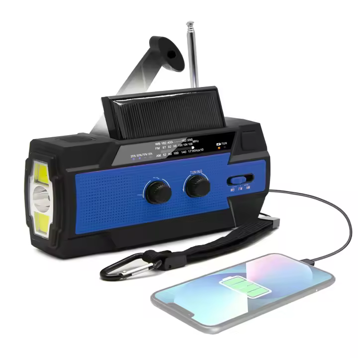 Radio Portátil Recargable Con Crank Solar AM/FM Para Supervivencia Con Batería Recargable Radio USB Linterna Y Lámpara De Lectura - 1