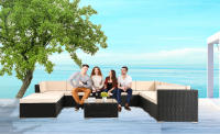 AREBOS Muebles de Jardín Polirratán Lounge |  Resistente UV | Negro | Lounge Cannes - details 21