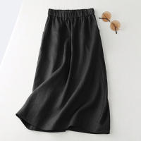 ZANZEA Falda De Algodón Para Mujer Estilo Casual Cintura Empire Midi Verano 2024 Con Bolsillos Laterales A-Line Solid Color - details 4