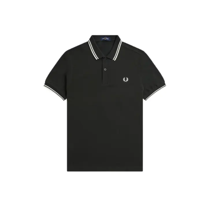 Fred Perry Slim Fit Twin Tipped Polo Night Green / Snow White / Snow White - 1