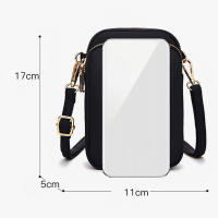 Bolso Mini Mujer Cruzado Con Cremallera Bolso De Hombro Multifuncional Vertical Monedero Móvil Negro Bolso De Caminar - details 13