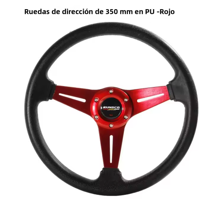 Volante De Simulación De Carreras 350mm/14 Pulgadas Universal De Aluminio Y Cuero PU Para Juegos De Carreras - 1