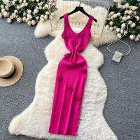 Vestido Wrap Sin Mangas De Encaje Floral REALEFT Para Mujer Elegante V-Neck Cintura Ajustada Longitud Media Pierna Vestido De Verano - details 21