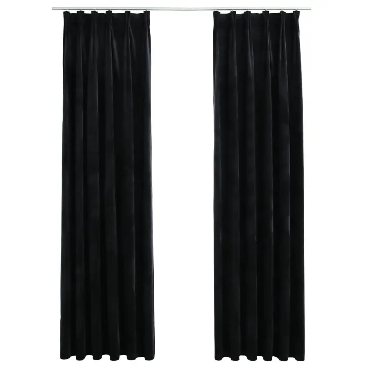 vidaXL Cortinas Opacas con Ganchos 2 Piezas 140x175 cm Terciopelo Casa Color Beige,  Crema,  Negro y mas - 1