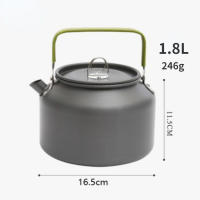 Kettle De Aluminio Portátil Para Camping 0.8L/1.1L/1.2L/1.6L/2L/2.5L Para Café Y Té Ideal Para Paseos Al Aire Libre Pesca Y Picnic - details 3